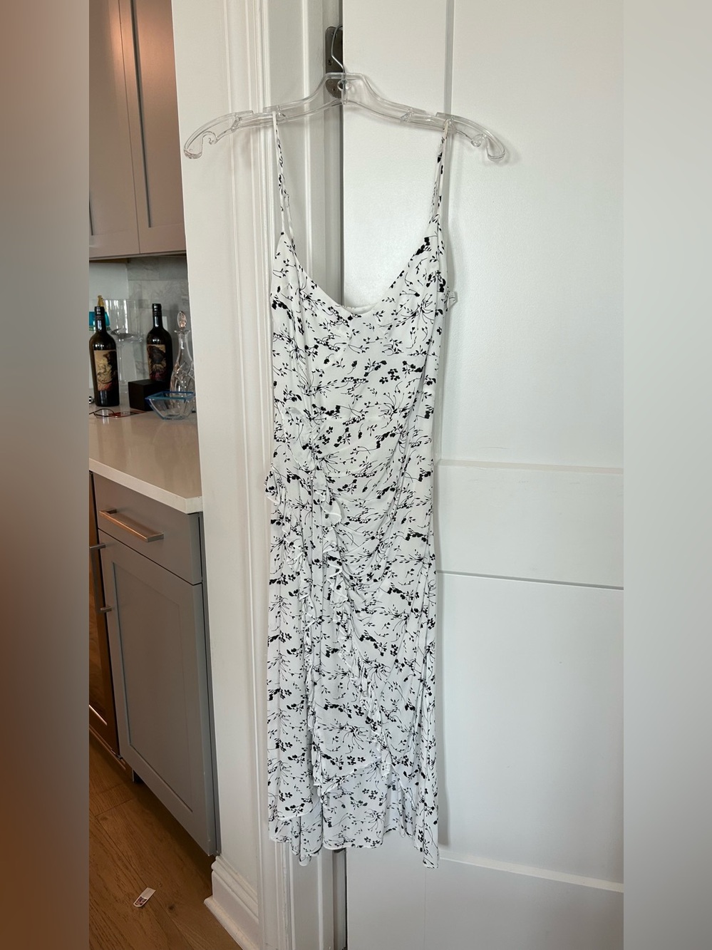 Blue Life White Midi Slip Dress with Black Floral Print